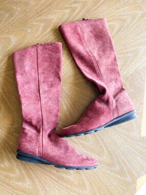 Arche LN boots Burgundy Nubuck Leather Suede Wedge Tall Heel